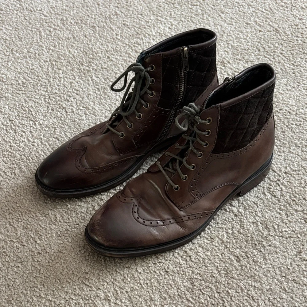 Johnston and Murphy Men's Brown Leather Brogue Boots size 11